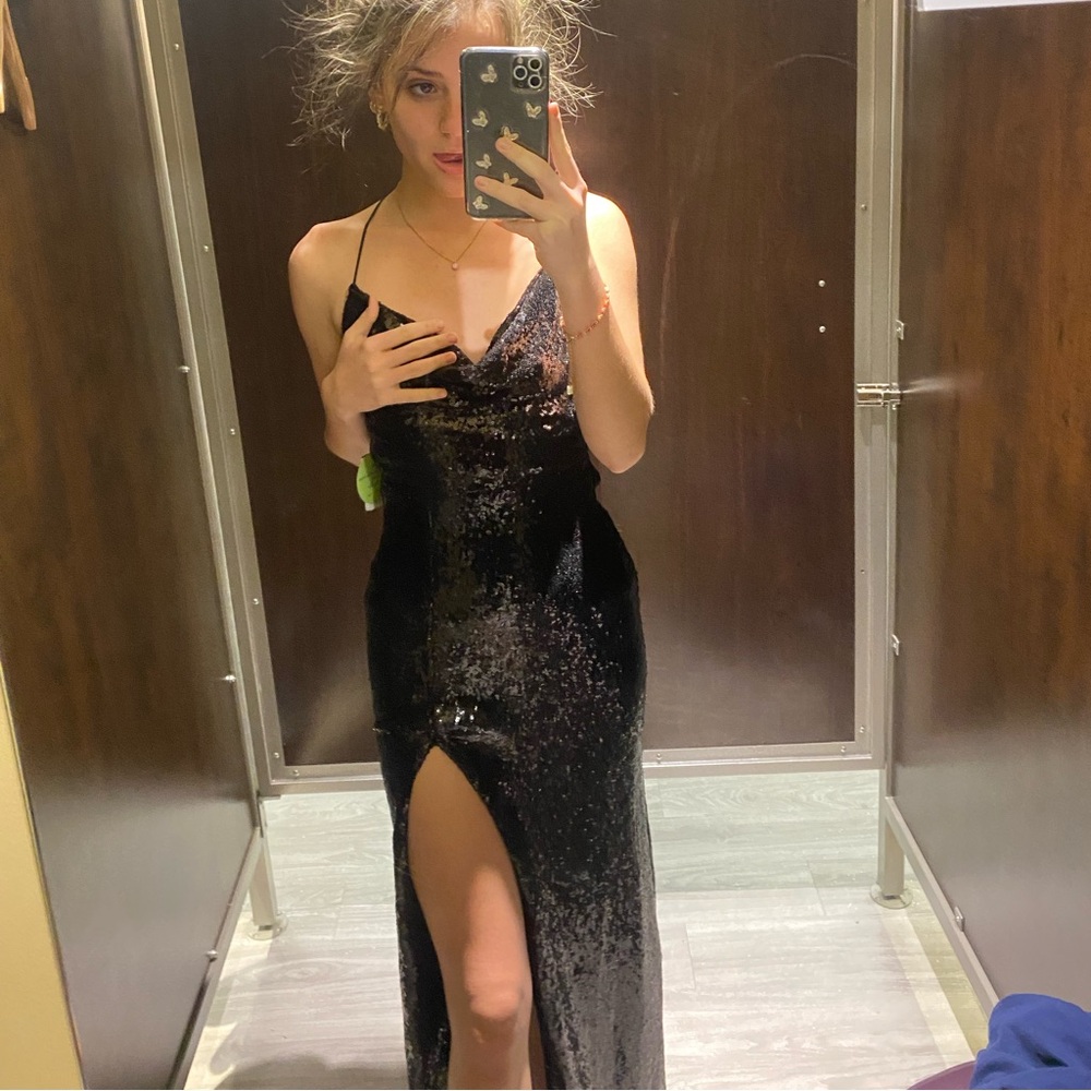 windsor sequin black prom dress